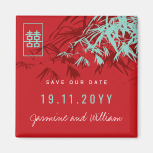 Chinese Wedding Bamboo Modern Save The Date Magnet