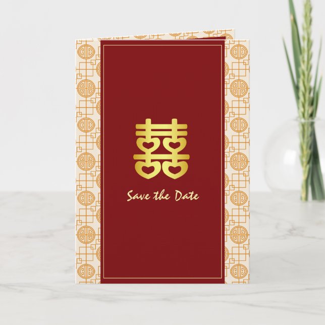 Chinese wedding bilingual peranakan folded invitation (Front)