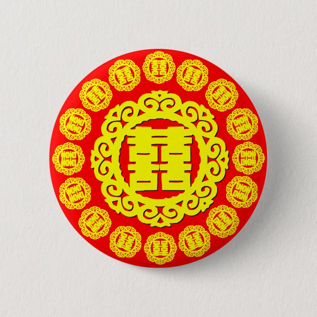 Chinese Wedding - Double happiness 6 Cm Round Badge (Front)