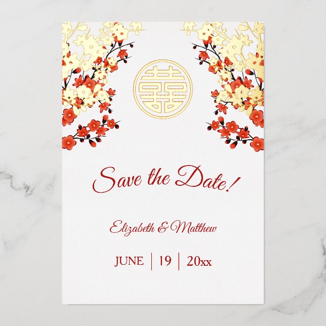 Chinese Wedding Double Happiness Cherry Blossom (Front)