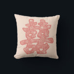 Chinese Wedding Double Happiness Floral Paper Cut Cushion<br><div class="desc">Elegant double happiness design in traditional calligraphy writing, with a dark gold or white floral paper cut pattern. A romantic and classy asian themed wedding design for the modern chinese couple. The double happiness is a very auspicious and good luck symbol used in all oriental weddings and celebrations. Designed by...</div>