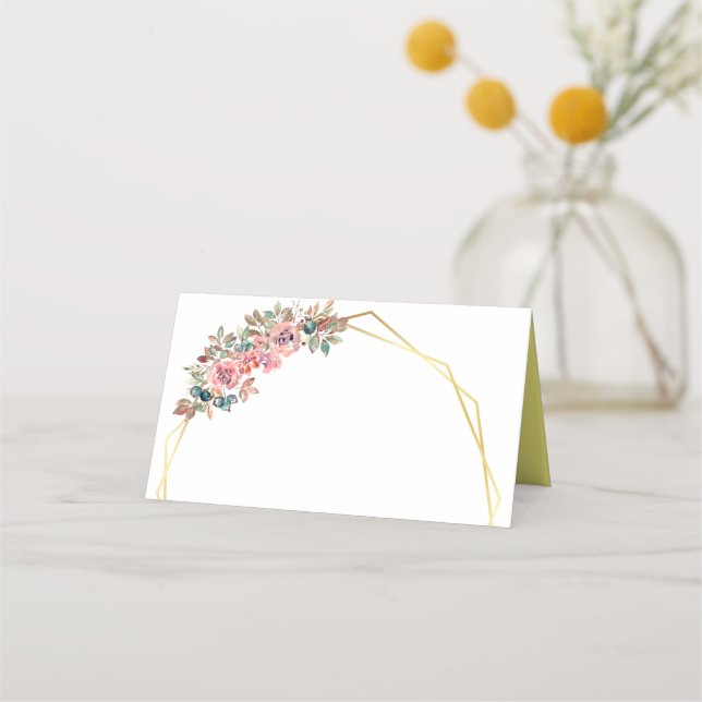 Chinese wedding double happiness flower wreath  place card (Front)