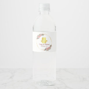 Chinese wedding double happiness flower wreath  water bottle label