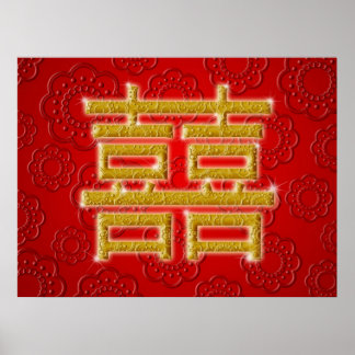 Chinese Wedding Double Happiness Symbol Poster