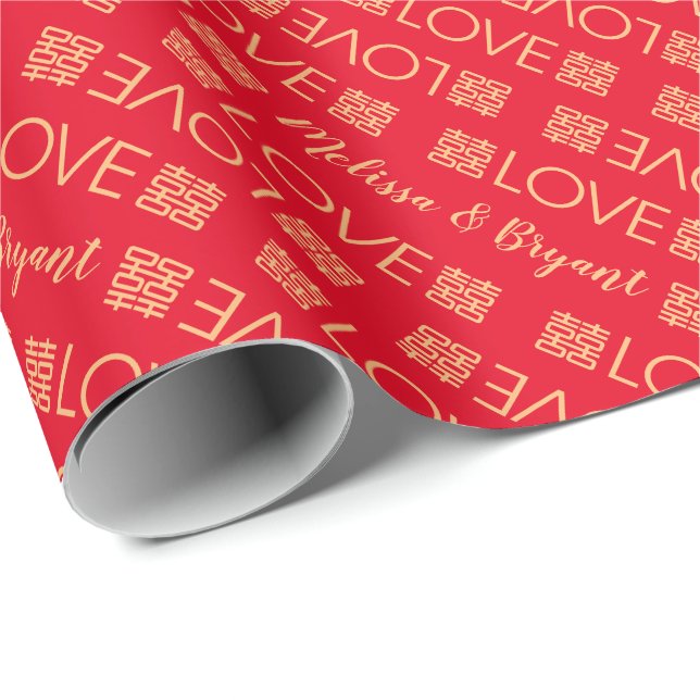 Chinese Wedding Double Happiness Wrapping Paper (Roll Corner)
