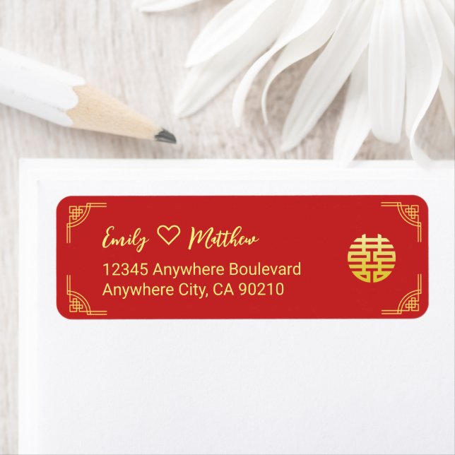 Chinese wedding frame double xi return address (Insitu)