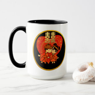 Chinese Wedding Gift Partyware Decor - Cute COUPLE Mug