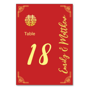 Chinese wedding golden frame double xi details table number
