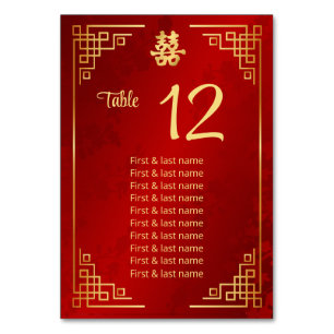 Chinese Wedding Guest Names Table Number