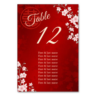 Chinese Wedding Guest Names  Table Number
