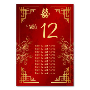 Chinese Wedding Guest Names  Table Number