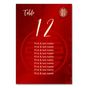 Chinese Wedding Guest Names  Table Number