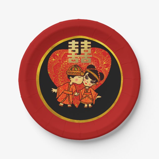 Chinese Wedding Party Plates Traditional Couple (Front)