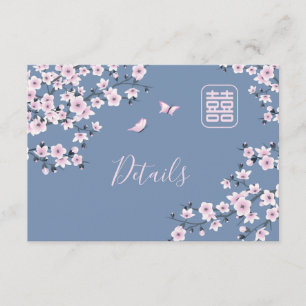 Chinese Wedding Pink Dusty Blue Wedding Details Enclosure Card