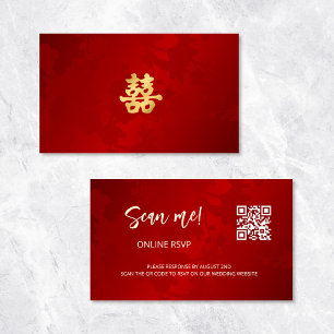 Chinese Wedding QR Code RSVP Online Enclosure Card
