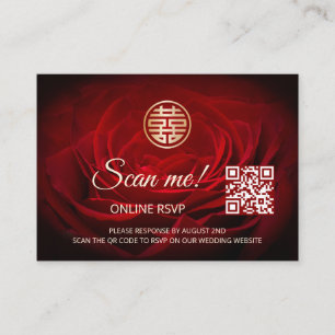 Chinese Wedding QR Code RSVP Online Enclosure Card