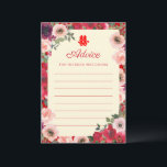 Chinese wedding red garden floral double happiness advice card<br><div class="desc">Realise your dream wedding with an oriental touch! You can customise the design by adding your names and wedding date etc. You are also welcome to reach out to me for any special design which is uniquely for you. Double happiness symbol and red decorations are the must have items for...</div>