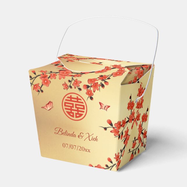 Chinese Wedding Red  Gold Thank You  Favour Box (Front Side)