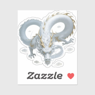 Chinese White Gold Dragon Art Fantasy Design With