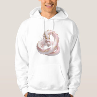 Chinese White Gold Dragon Art Fantasy Design With  Hoodie