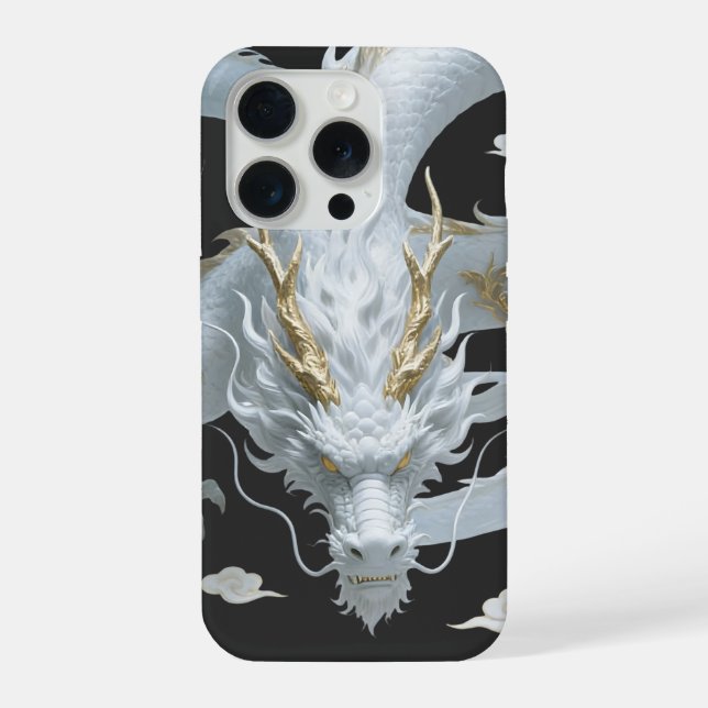 Chinese White Gold Dragon Art Fantasy Design With  iPhone Case (Back)