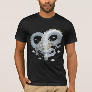 Chinese White Gold Dragon Art Fantasy Design With T-Shirt