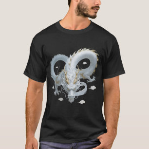 Chinese White Gold Dragon Art Fantasy Design With  T-Shirt