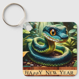 Chinese Wood Snake Year 2025 BSqK Key Ring