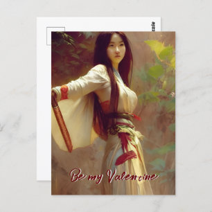 Chinese Wuxia Fighter Martial Arts Valentine Postcard