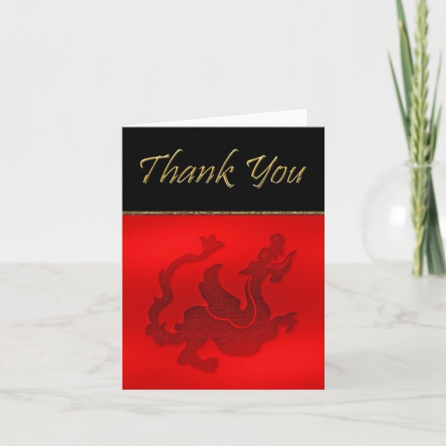 Chinese year of dragon Thank You card with dragon (Front)