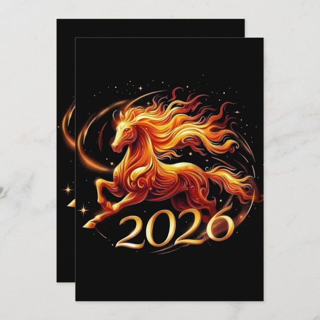 Chinese Year of Horse 2026 Celebrations Holiday Card (Front/Back)