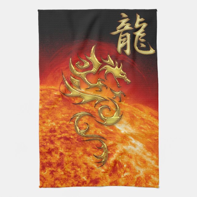 Chinese Year of the Dragon Asian Towel with Sun (Vertical)