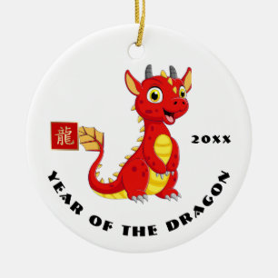 Chinese Year of the Dragon Custom Year Gift Ceramic Tree Decoration