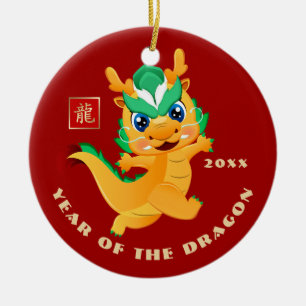 Chinese Year of the Dragon   Custom Year Gift Ceramic Tree Decoration