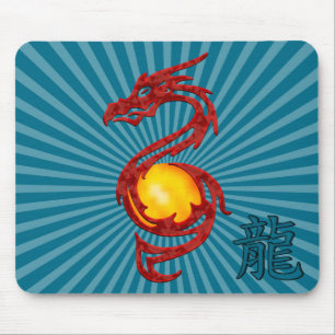 Chinese Year of the Dragon Metalic Red Mouse Mat
