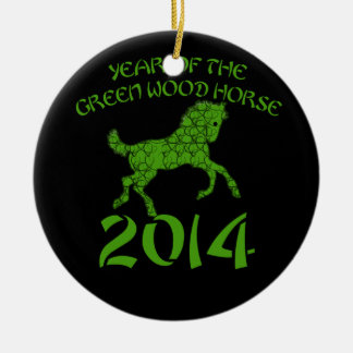 Chinese Year of the Green Wood Horse Ceramic Tree Decoration