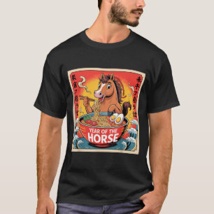 Chinese Year Of The Horse 2026 Ramen Zodiac Illust T-Shirt
