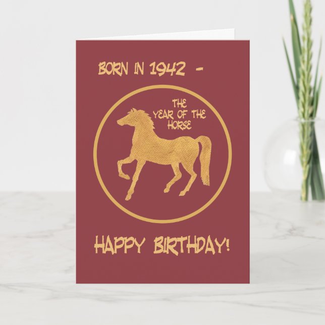 Chinese Year of the Horse Birthday Card, 1942 Holiday Card (Front)