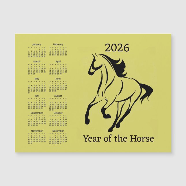 Chinese Year of the Horse Calendar Magnetic Card (Front)