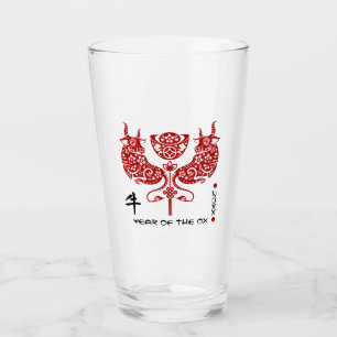 Chinese Year of the Ox Custom Year Drinking Glass