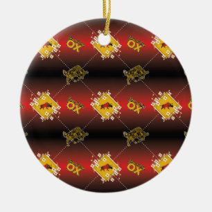 Chinese Year of the Ox Elegant Floral Ceramic Tree Decoration