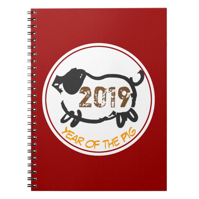 Chinese Year of The Pig Birthday Spiral Notebook (Front)