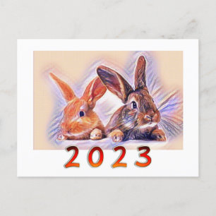Chinese Year of the Rabbit 2023 stylised art Postcard