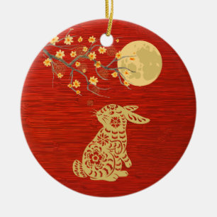 Chinese Year of the Rabbit  Ceramic Tree Decoration