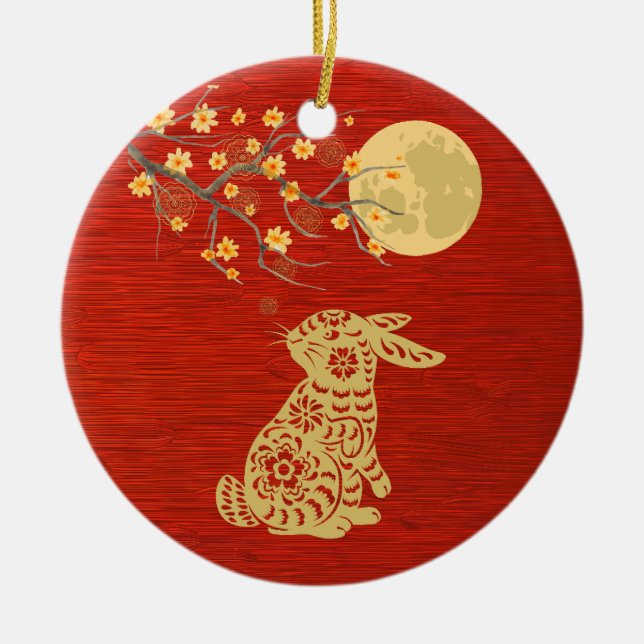 Chinese Year of the Rabbit  Ceramic Tree Decoration (Front)