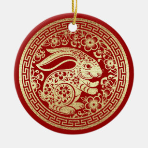 Chinese Year of the Rabbit Custom Year Gift Ceramic Tree Decoration