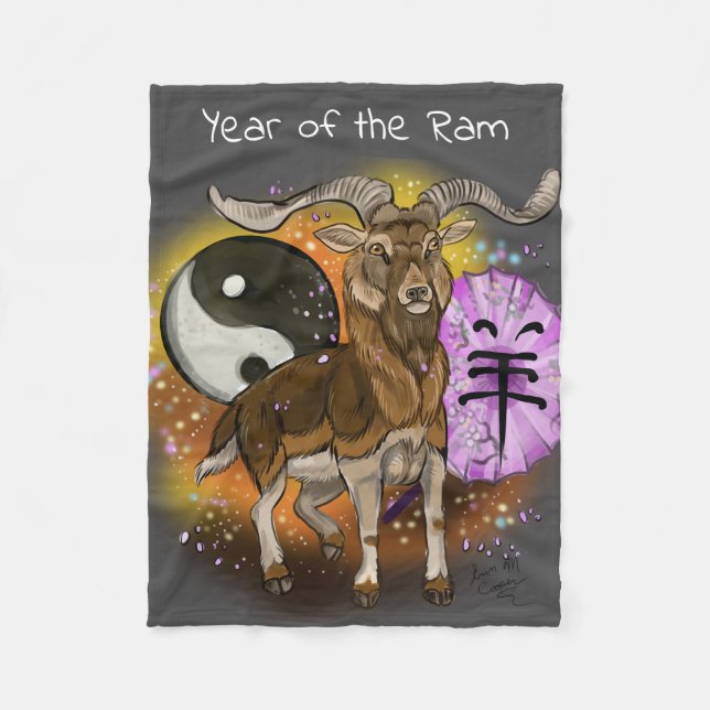 Chinese Year of the Ram Fleece Blanket (Front)