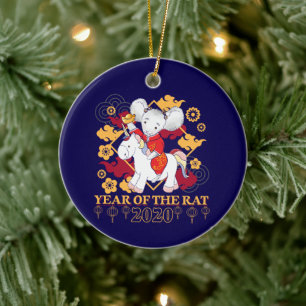 Chinese Year of the Rat 2020 Unicorn Ceramic Tree Decoration