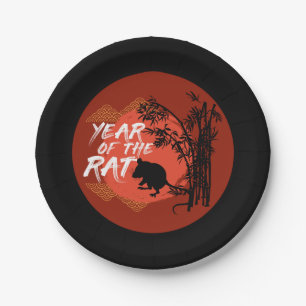 Chinese Year of the Rat - Bamboo Art Paper Plate