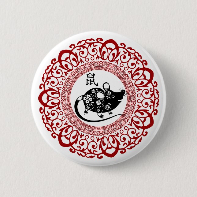 Chinese Year of the Rat Year Gift 6 Cm Round Badge (Front)